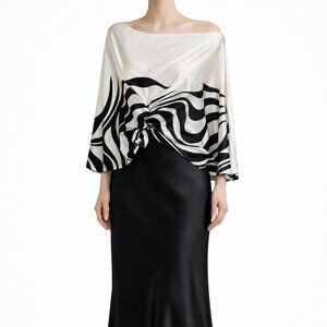 Silvia Tcherassi satin silk white black cropped blouse size L